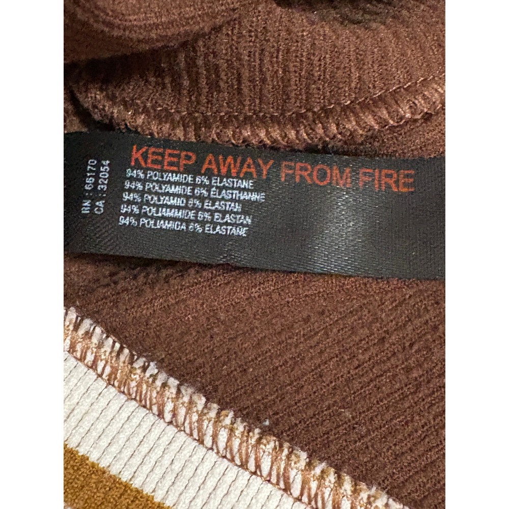 Out From Under Urban Outfitters Brown Ribbed Deep V Crop Top M/L Festival Retro - Picture 6 of 7